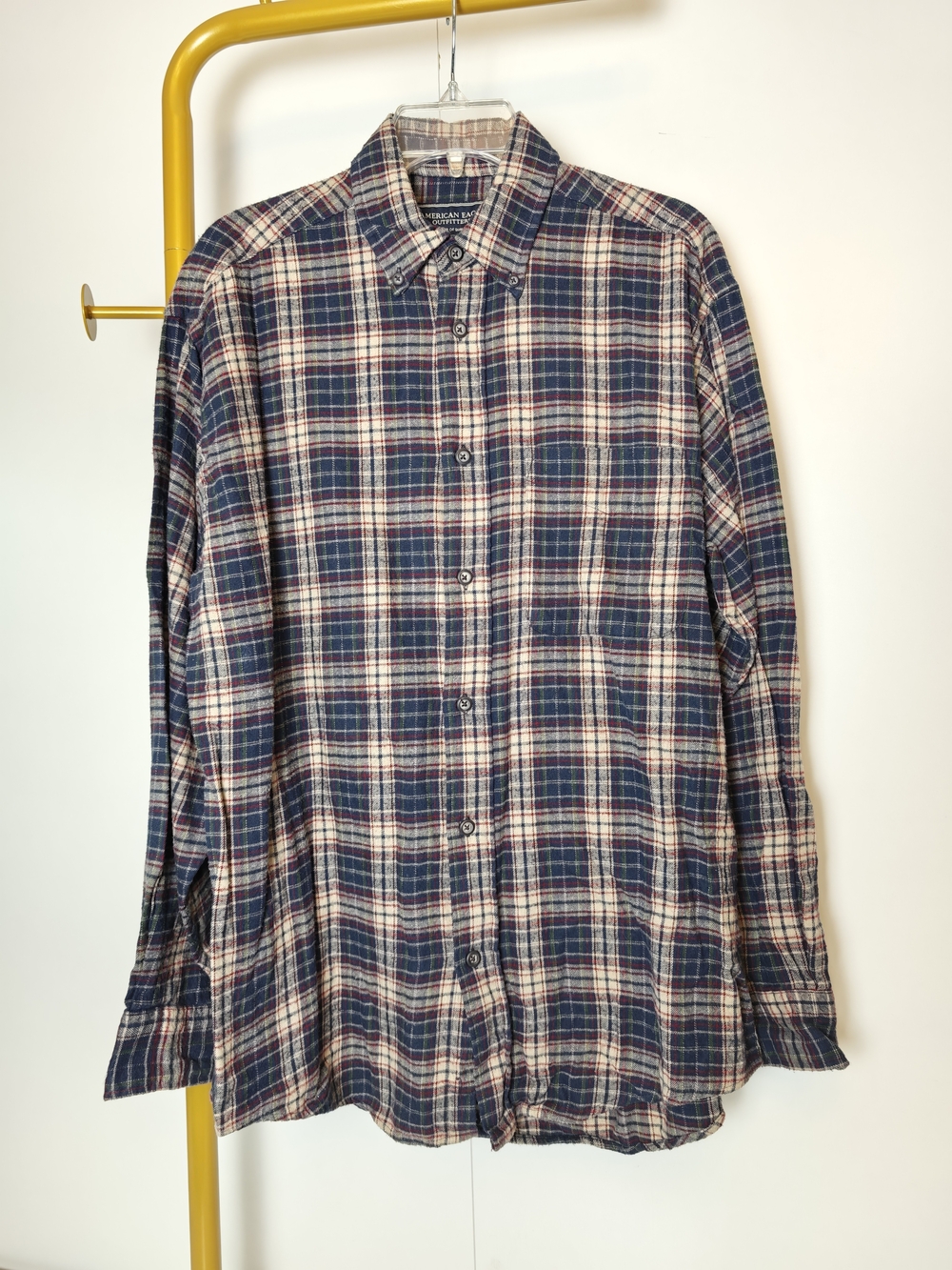 Vintage Y2K Flannel American Eagle Outfitters Navy Plaid Button-Down Oversized S